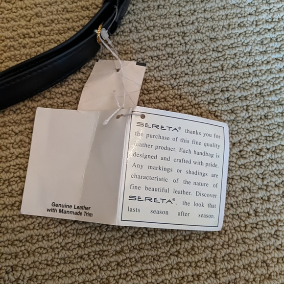 NWT vintage Sereta Leather Handbag Women Black medium Messenger Crossbody Purse - Picture 10 of 11